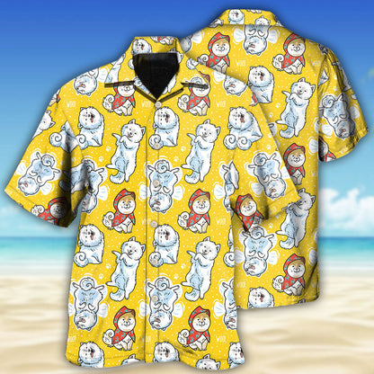 Samoyed Dog Yellow Lover - Hawaiian Shirt 