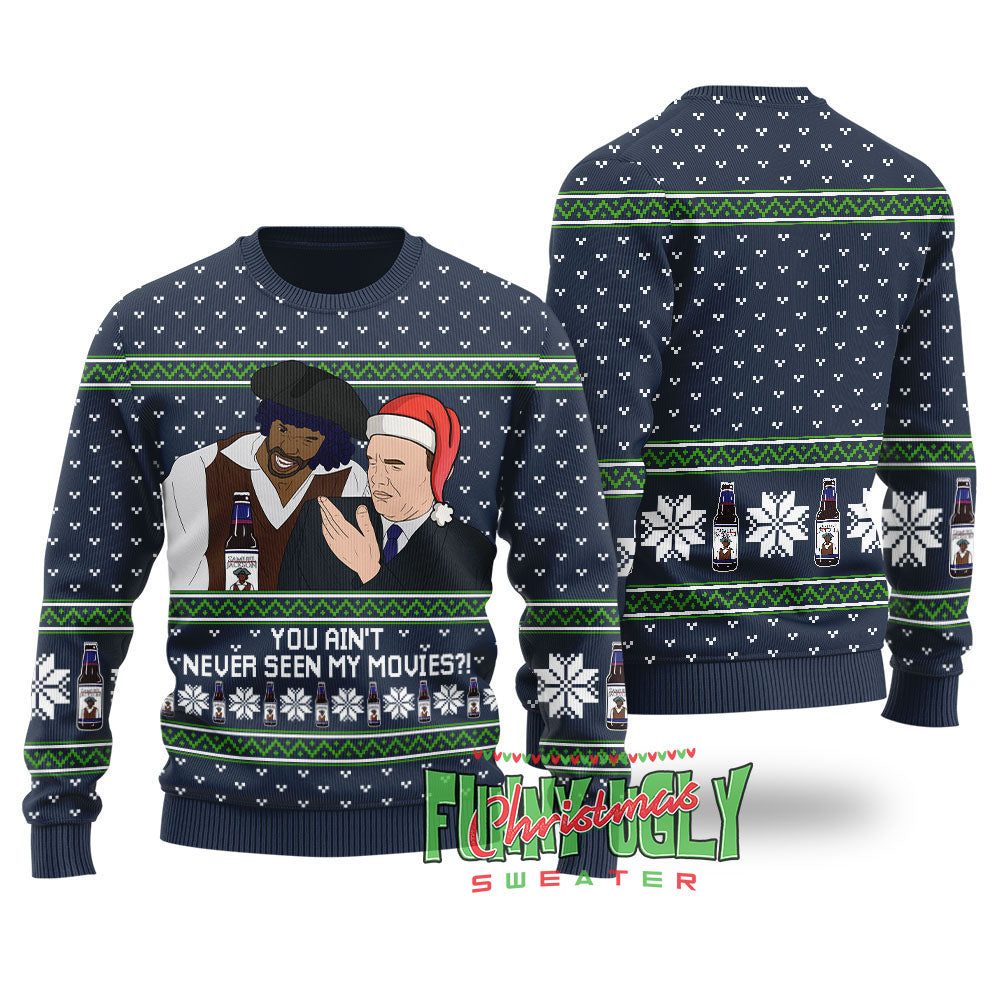 Samuel Jackson Beer Christmas Sweater Navy