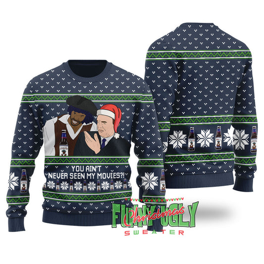 Samuel Jackson Beer Christmas Sweater Navy
