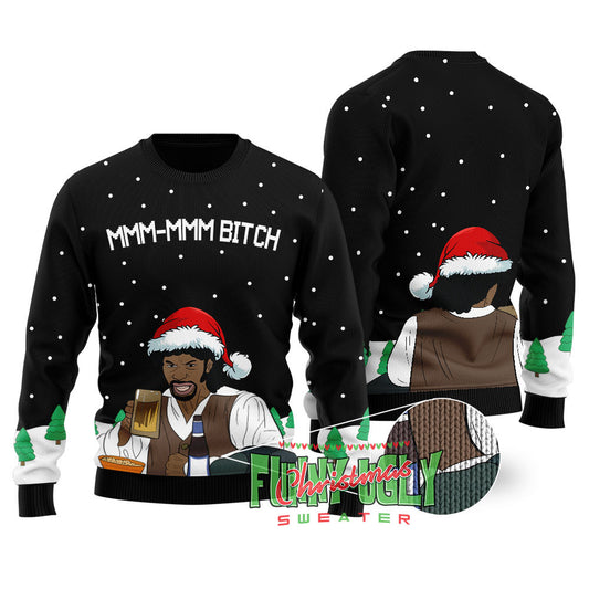 Samuel Jackson Beer Ugly Christmas Sweater Black