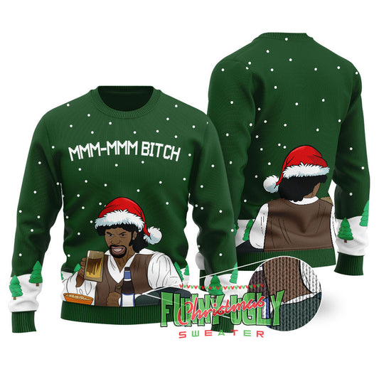 Samuel Jackson Beer Ugly Christmas Sweater Forest Green