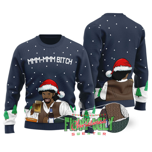 Samuel Jackson Beer Ugly Christmas Sweater Navy