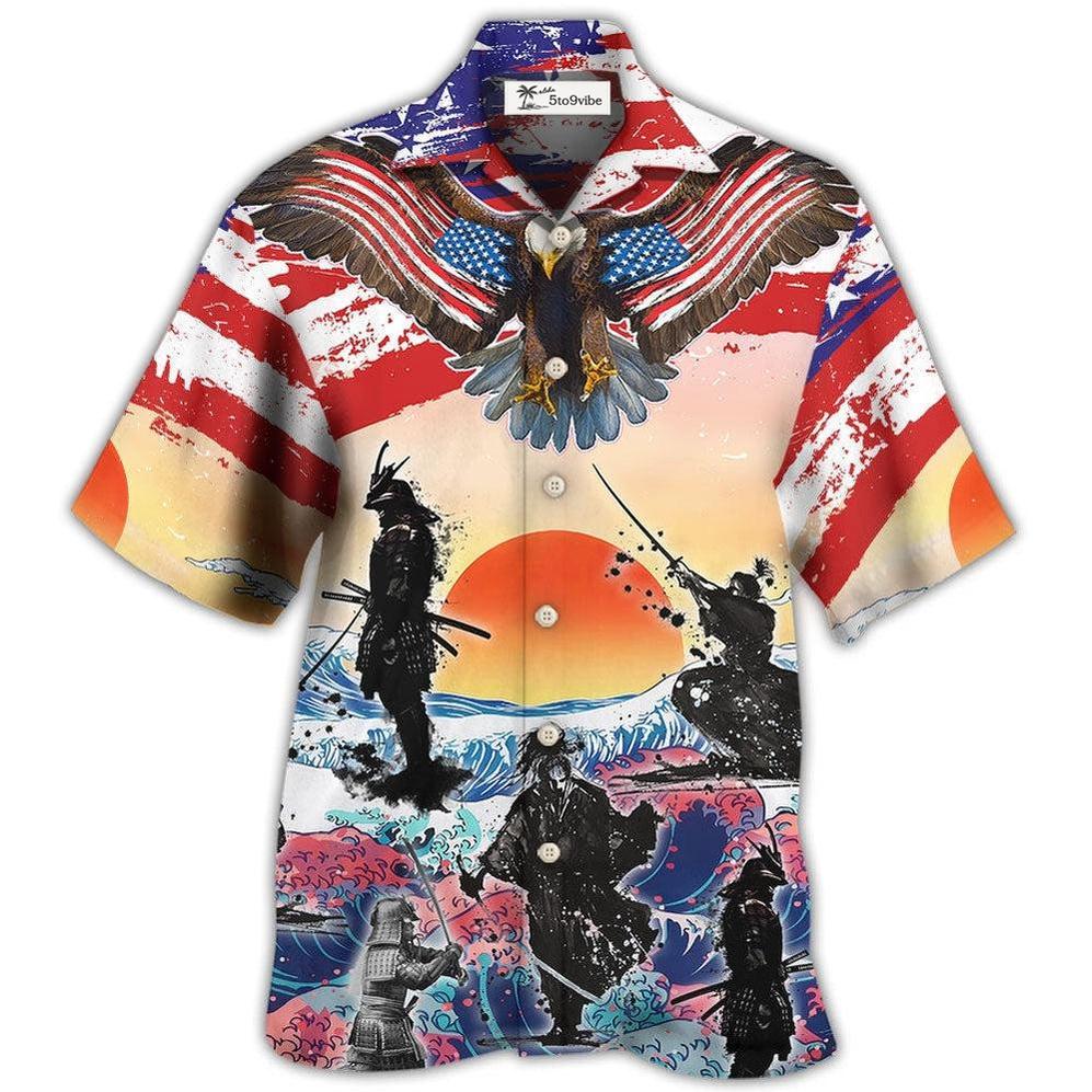 Hawaiian Shirt / Adults / S Samurai Eagle US Flag Independence Day - Hawaiian Shirt 