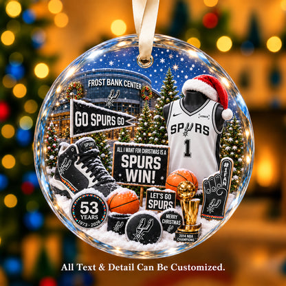 San Antonio Spurs Jersey Snow Globe Glass Ornament