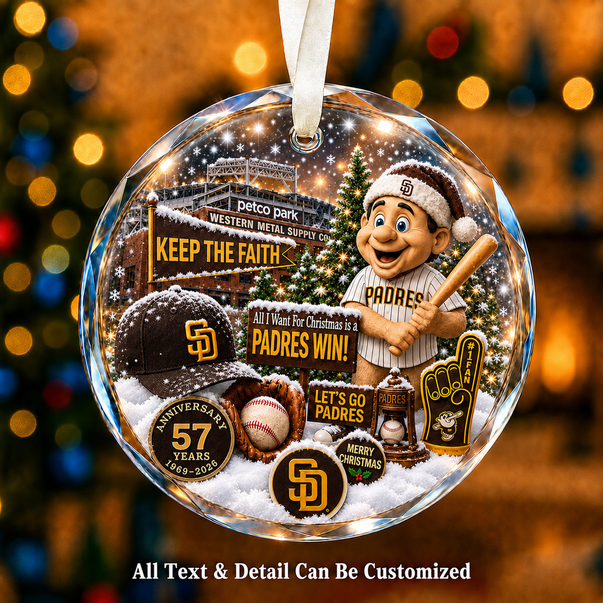 Baseball team Style 23 Glass Ornament mockup | 5To9Vibe