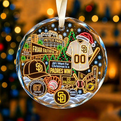 Adorno de vidrio de béisbol, 3 unidades con caja de regalo, equipo de béisbol de Navidad - Adorno de vidrio