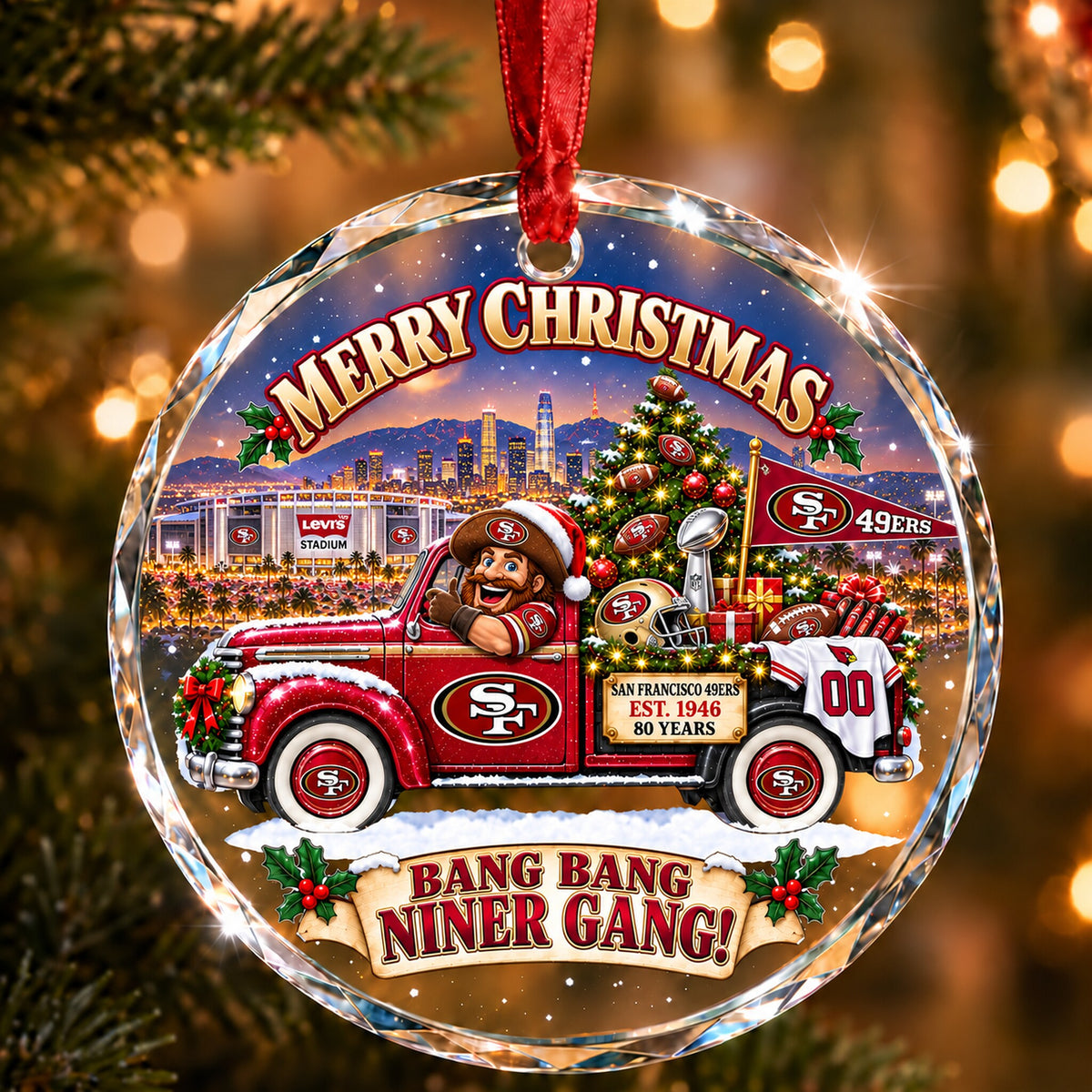 Football team Style 28 Glass Ornament mockup | 5To9Vibe