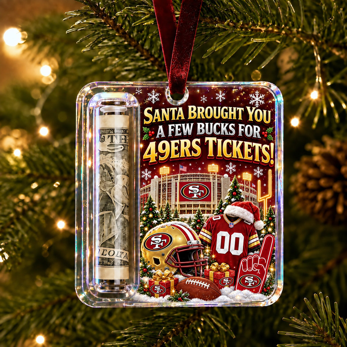 All Football Teams Christmas Money Holder Glass Ornament - 5to9vibe