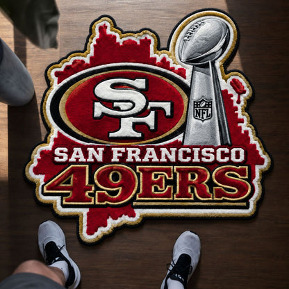 All Football Teams Logo Trophy City Map Football Fan Custom Shape Rug Print Premium Welcome Mat Washable Black Border Personalized Football Custom Shape Rug