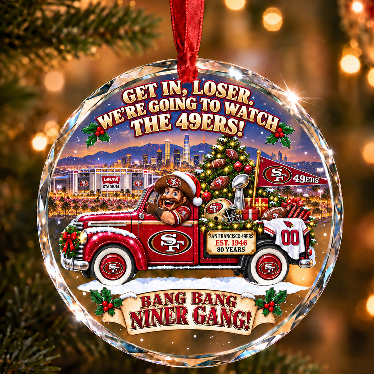 Football team Style 28 Glass Ornament mockup | 5To9Vibe