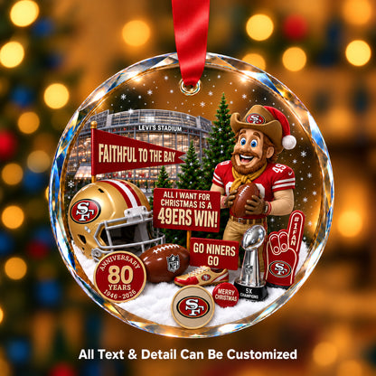 San Francisco 49ers Snow Globe Glass Ornament
