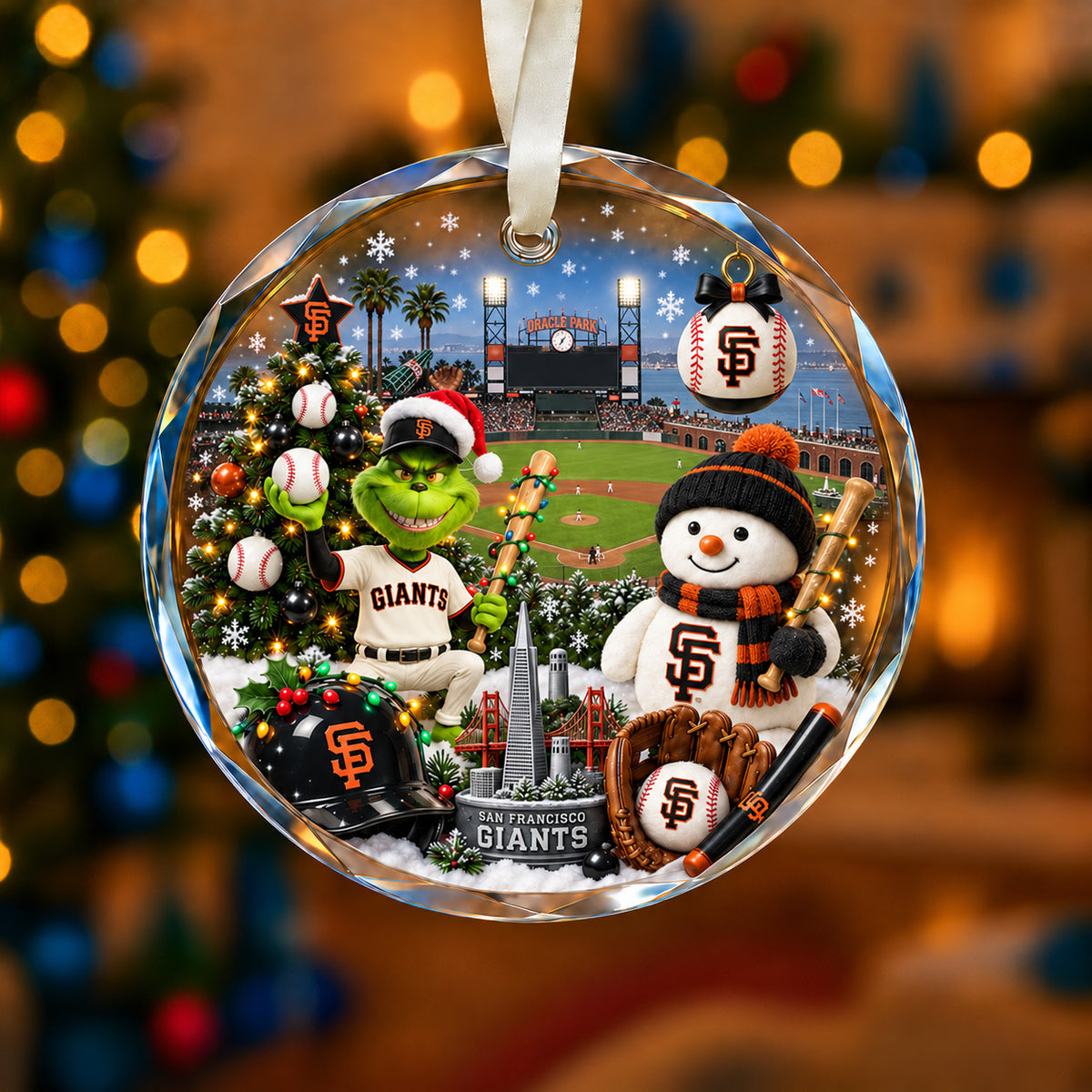Adorno de vidrio de béisbol, 3 unidades con caja de regalo, equipo de béisbol de Navidad - Adorno de vidrio