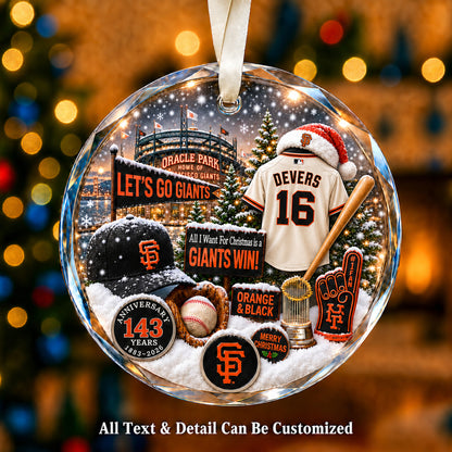 San Francisco Giants Jersey Snow Globe Glass Ornament