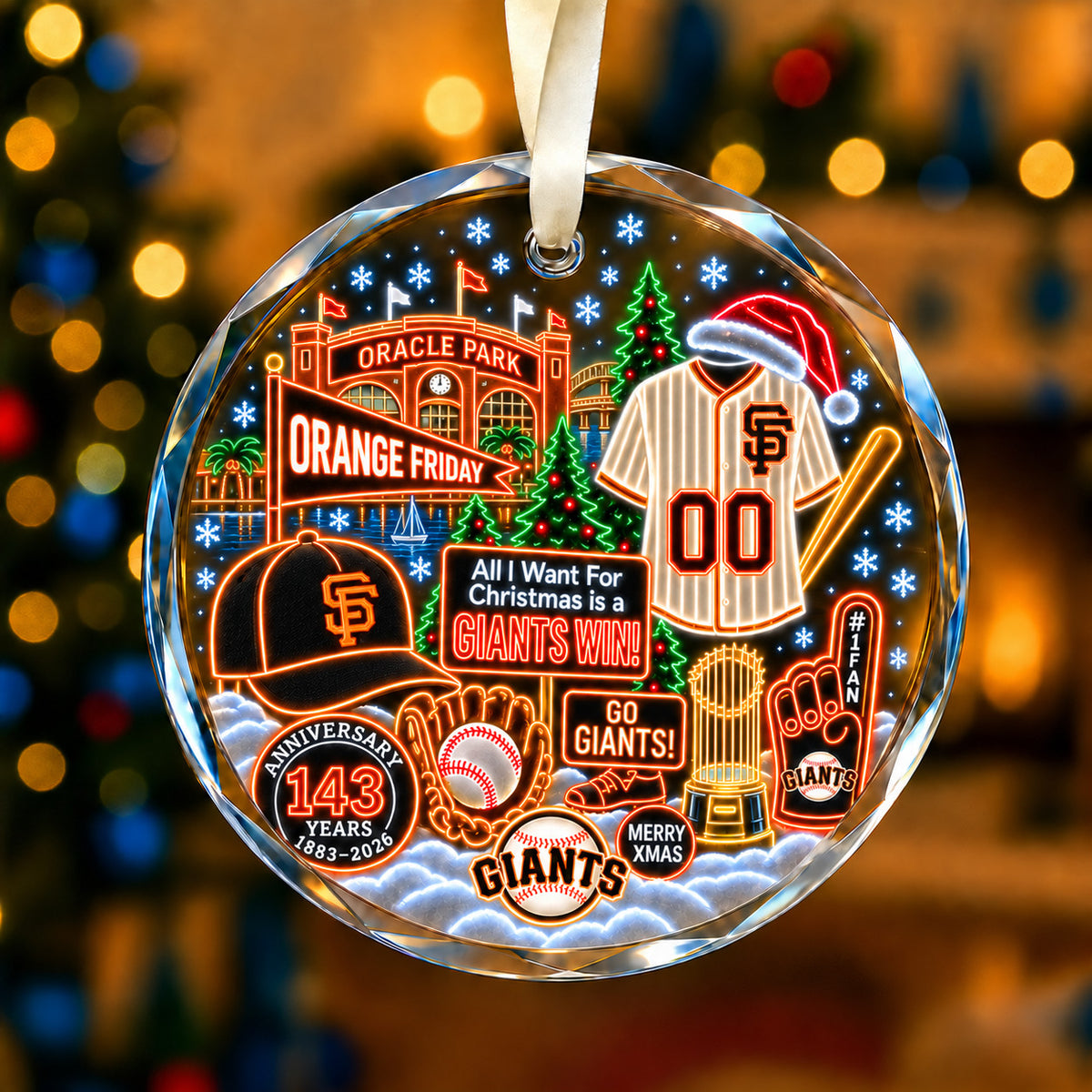 Adorno de vidrio de béisbol, 3 unidades con caja de regalo, equipo de béisbol de Navidad - Adorno de vidrio