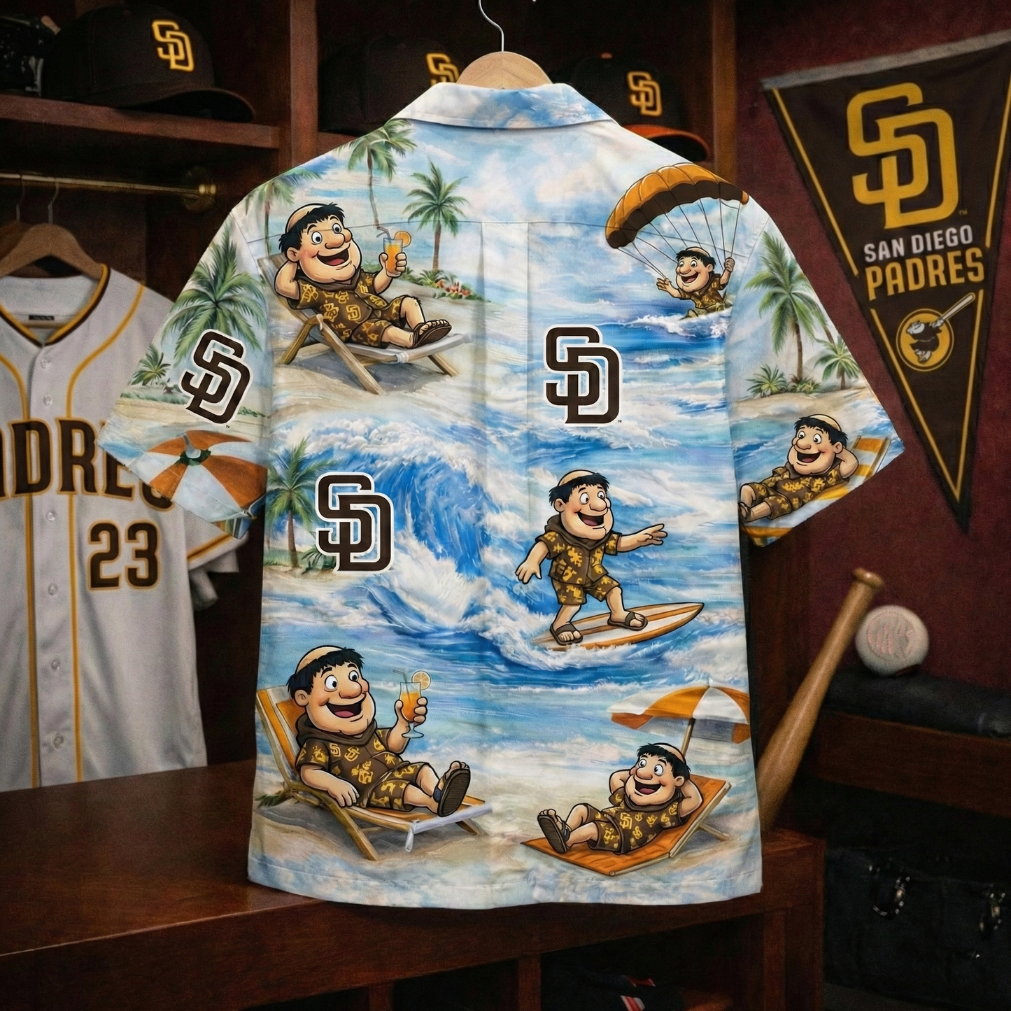 Camisa Hawaiana Unisex con Botones para Hombre y Mujer SDP Baseball Mascot Beach Viber