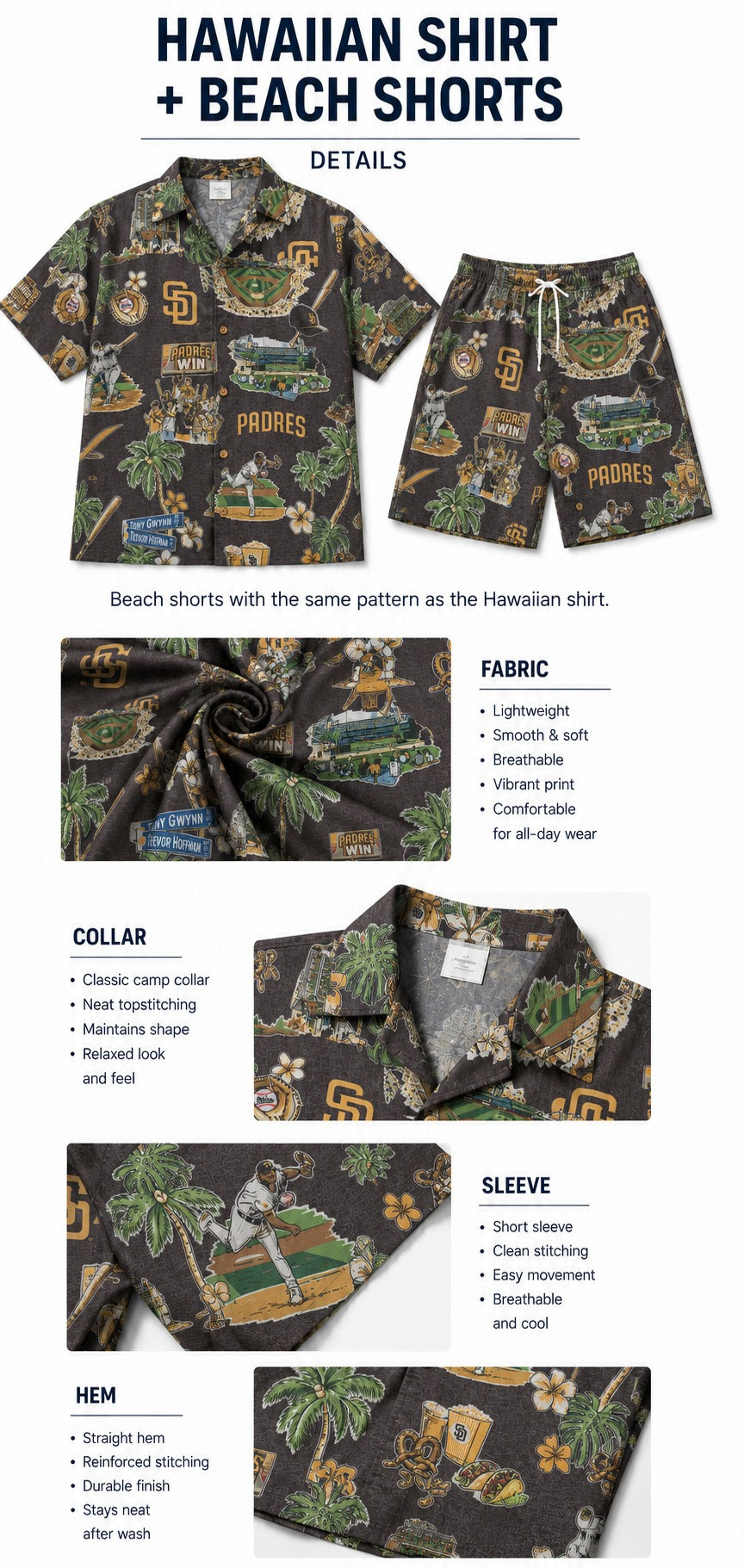 CC Baseball Teams Scenic Pattern Button-Up Unisex Hawaiian Shirt For Men and Women
