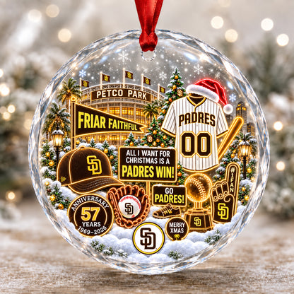 Adorno de vidrio de béisbol, 3 unidades con caja de regalo, equipo de béisbol de Navidad - Adorno de vidrio