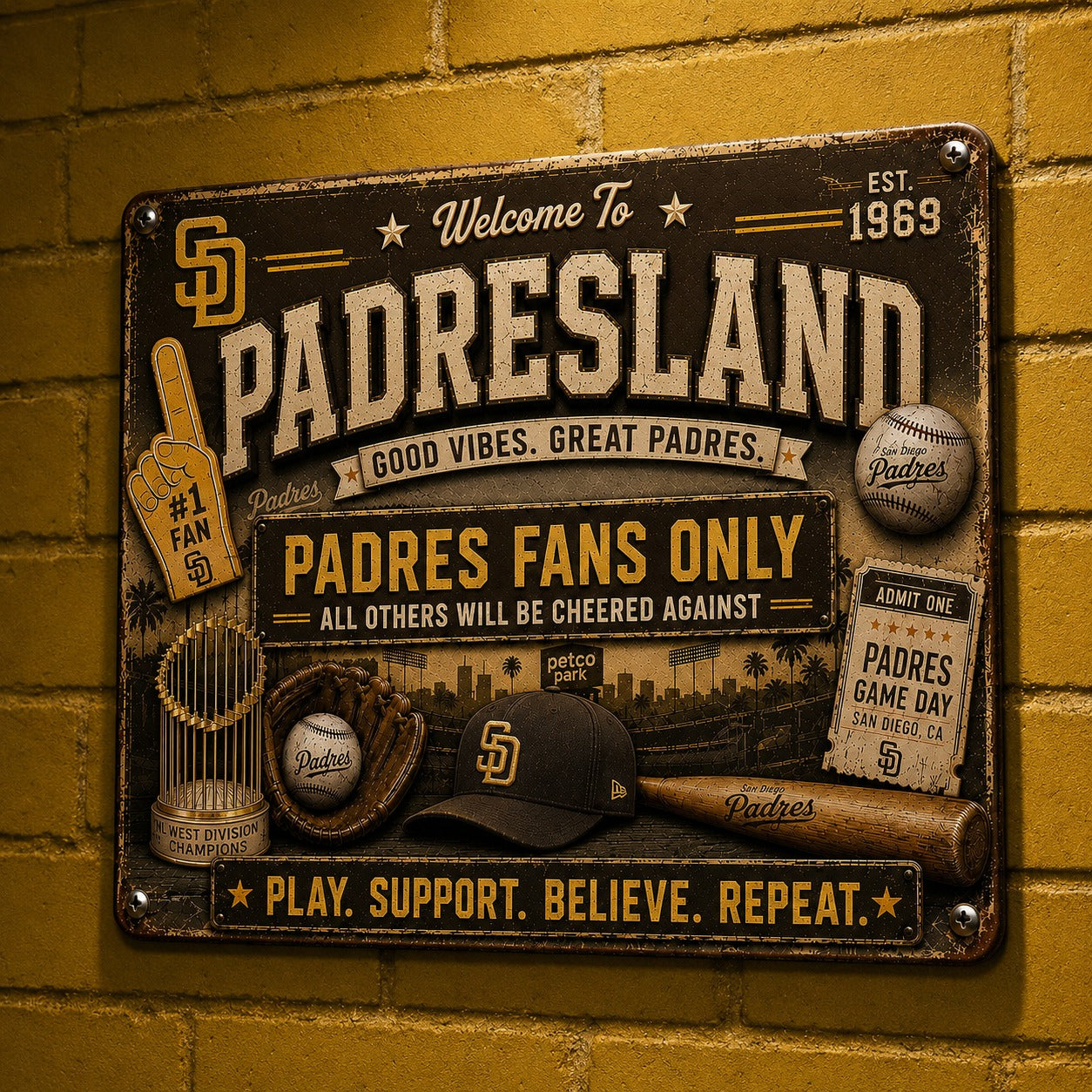 All Baseball Fans Teams Only Vintage Metal Sign - 5to9vibe