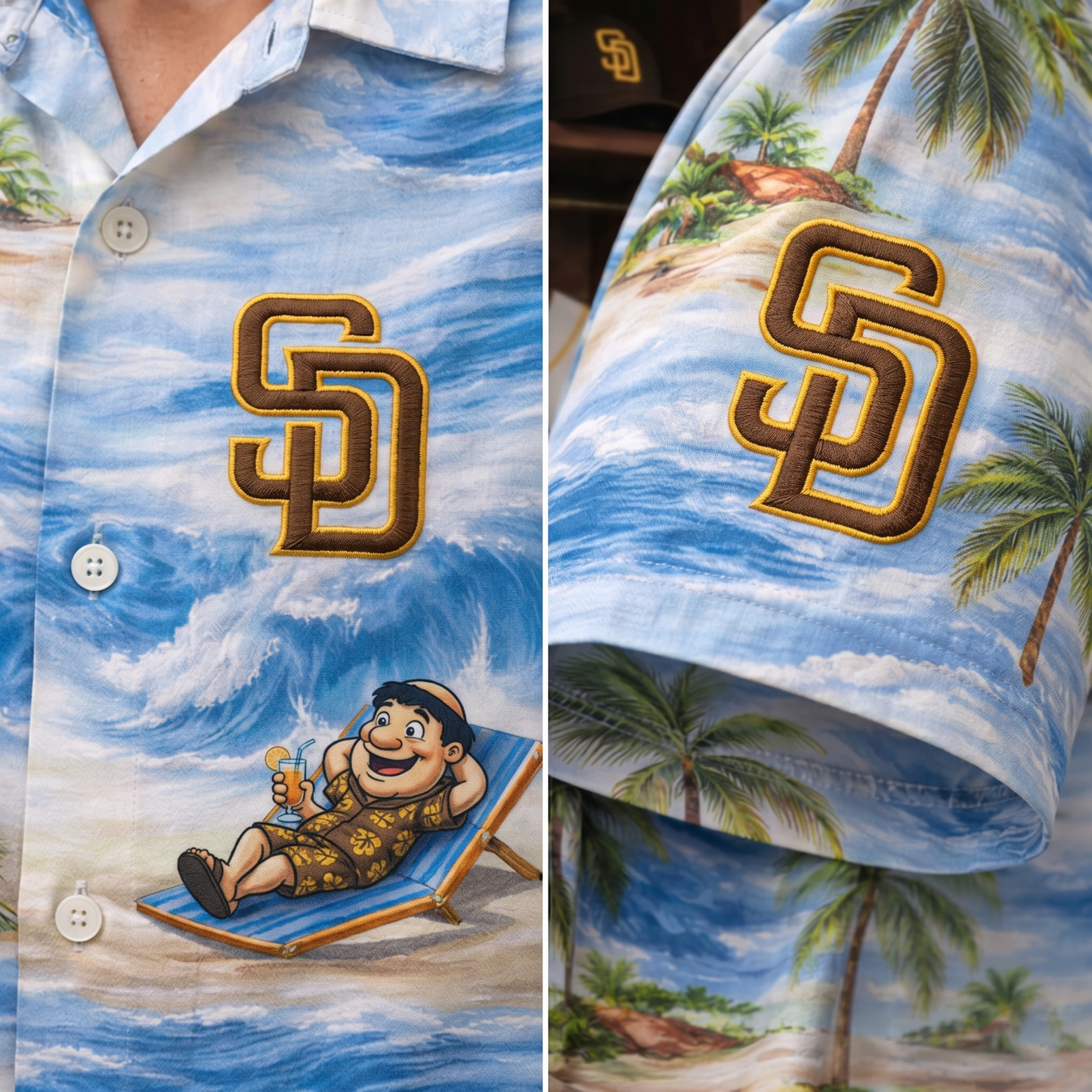 Camisa Hawaiana Unisex con Botones para Hombre y Mujer SDP Baseball Mascot Beach Viber