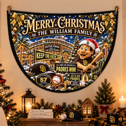 All Baseball Teams Personalized Christmas Night Bunting Flag - 5to9vibe