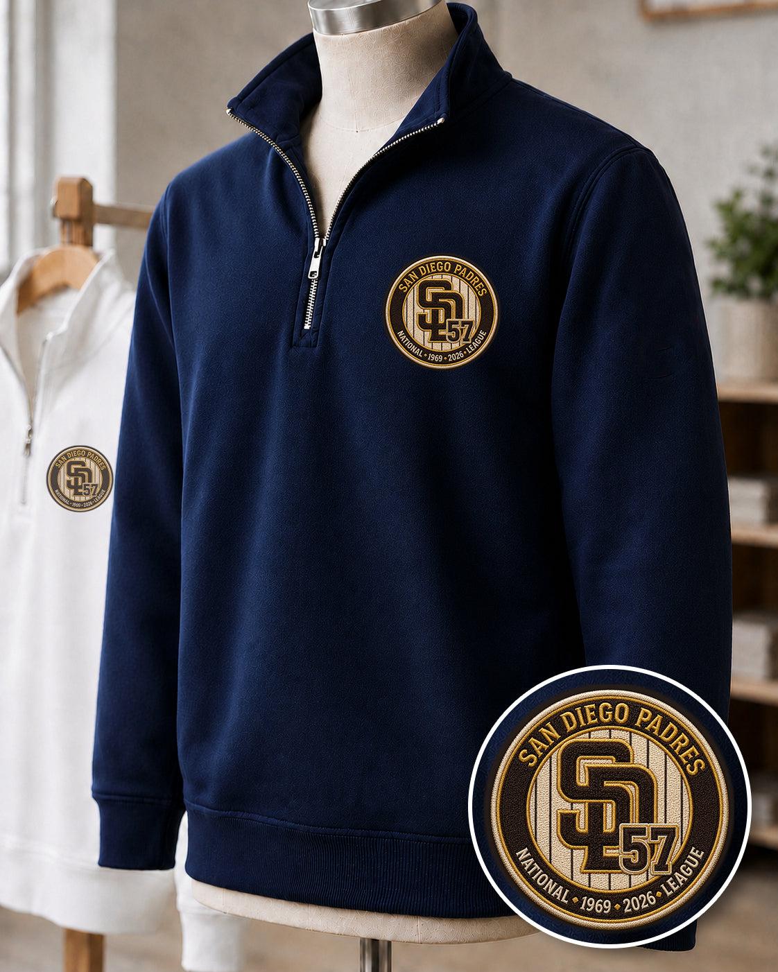 All Baseball Teams Embroidered Logo Anniversary  Premium Quarter Zip Sweatshirt, Inspired Quarter Zip Sweater, Unisex Baseball Sweatshirt