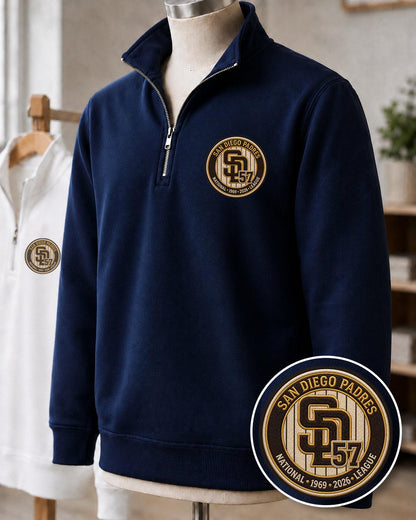 All Baseball Teams Embroidered Logo Anniversary  Premium Quarter Zip Sweatshirt, Inspired Quarter Zip Sweater, Unisex Baseball Sweatshirt