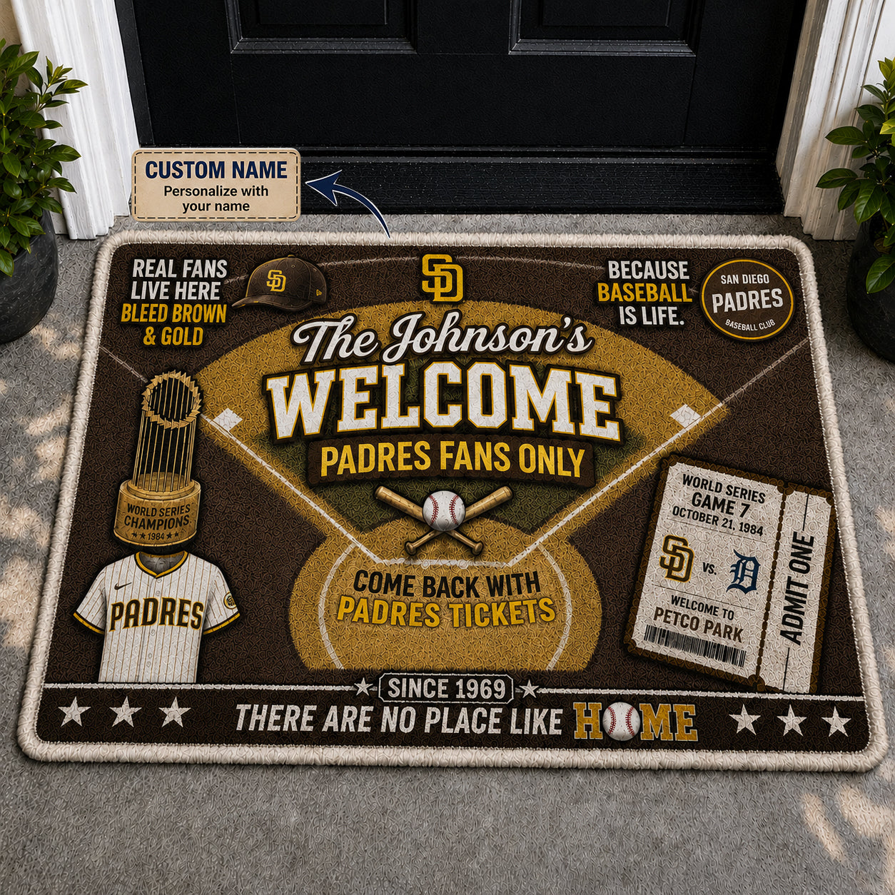Alfombra personalizada de bienvenida premium de equipo de la MLB – Felpudo de béisbol personalizado