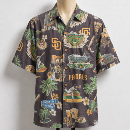 CC Baseball Teams Scenic Pattern Button-Up Unisex Hawaiian Shirt For Men and Women
