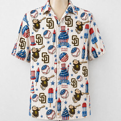 All Baseball Team 4th July 250 Years Anniversary America Premium Unisex Hawaiian Shirt For Men and Women