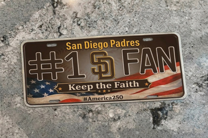 Baseball Car Plate Team Logo Fan America 250 Premium Car Plate