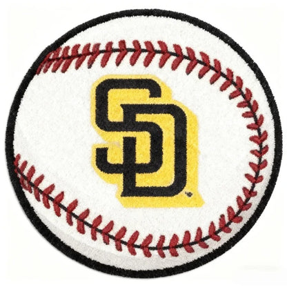 All Baseball Teams Baseball-Shaped Logo Baseball Fan Custom Quilted Print Premium Welcome Mat Washable Black Border – Personalized Baseball Doormat