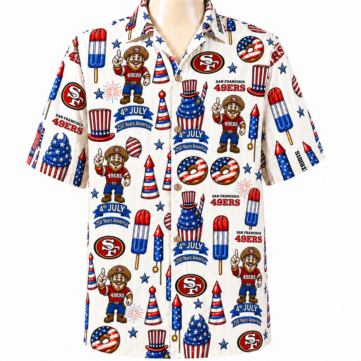 All Football Teams 4th July 250 Years Anniversary America Premium Unisex Hawaiian Shirt For Men and Women