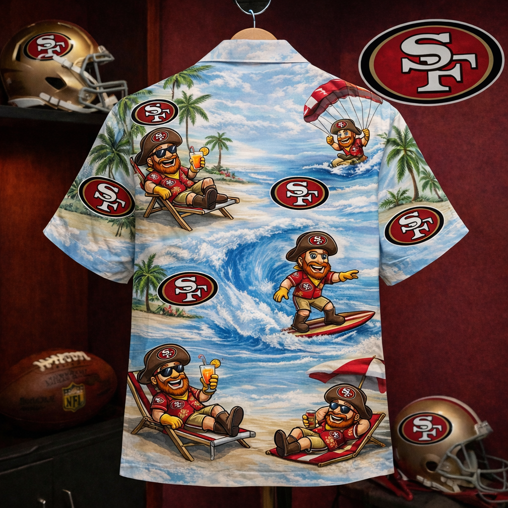 Camisa hawaiana unisex para hombres y mujeres SF49s Football Mascot Beach Viber