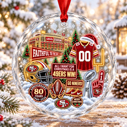 All Football Teams Christmas Stadium Snow Vibe Glass Ornament With Gift Box - 5to9vibe