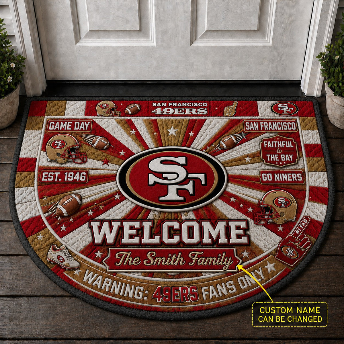 Official-Inspired Football Fan Custom Premium Welcome Mat – Personalized Doormat