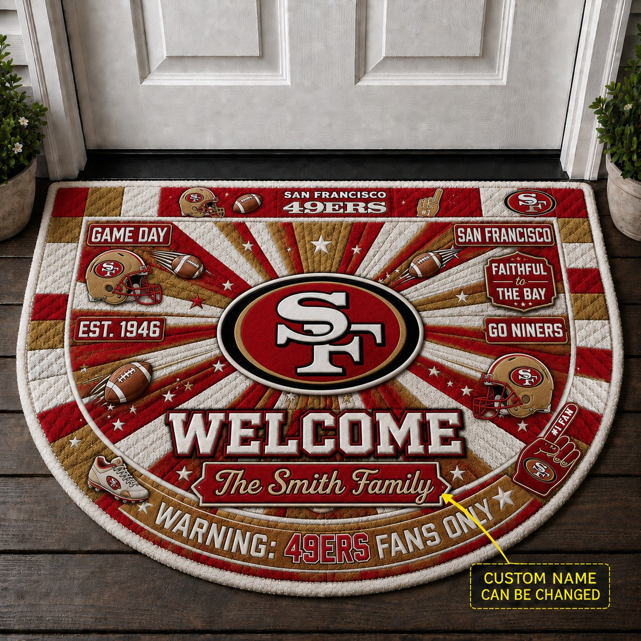 Official-Inspired Football Fan Custom Premium Welcome Mat – Personalized Doormat