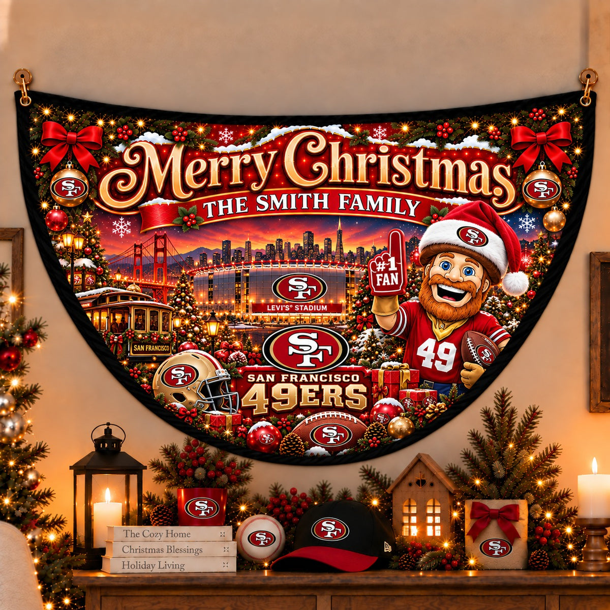 All Football Teams Personalized Christmas Night Bunting Flag - 5to9vibe
