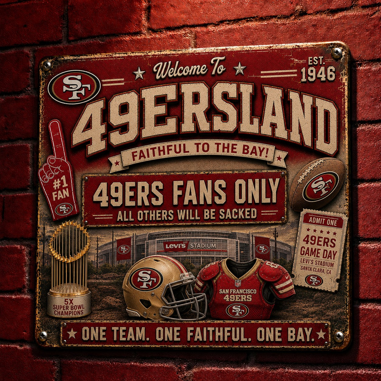 All Football Fans Teams Rustic Only Vintage Metal Sign - 5to9vibe