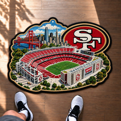 All Football Teams Logo Stadium Area Baseball Fan Custom Shape Rug Print Premium Welcome Mat Washable Black Border Personalized Football Custom Shape Rug