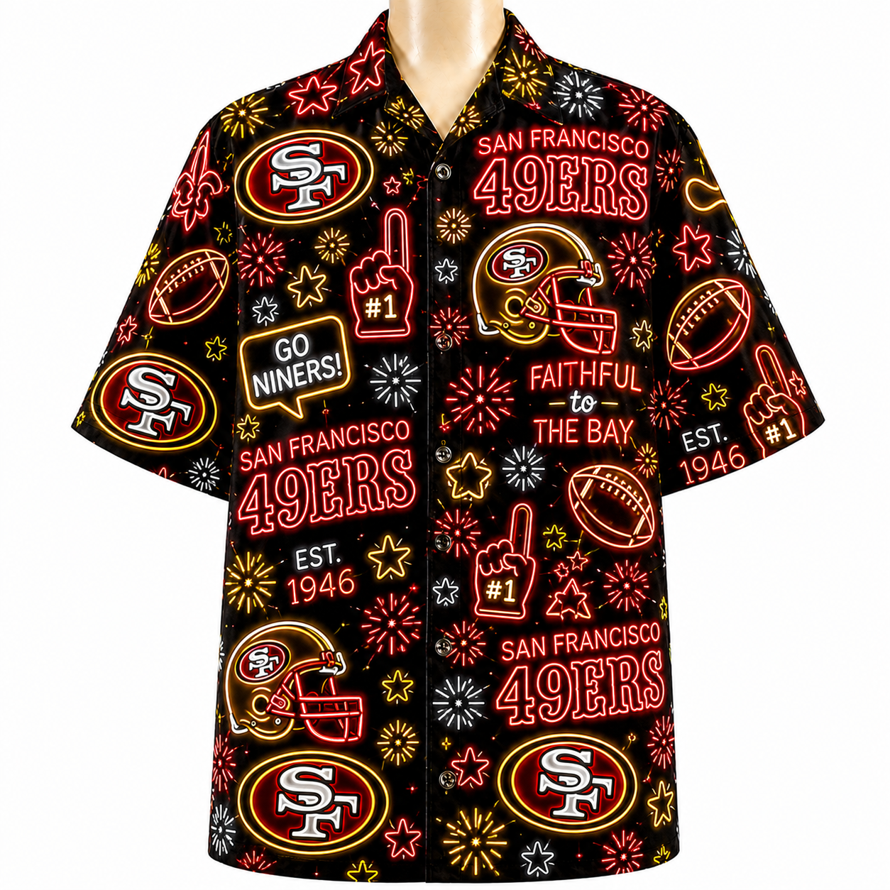 All Football Teams Neon Vibe Summer Button-Up Unisex Hawaiian Shirt For Men and Women