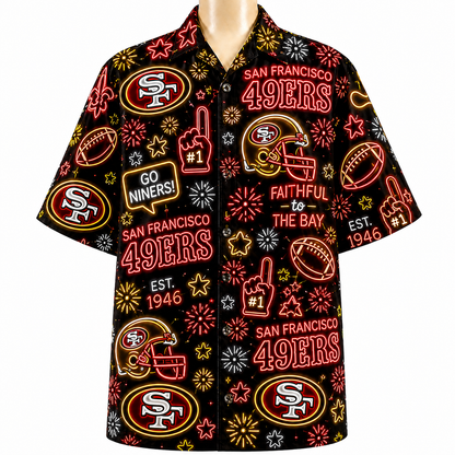 All Football Teams Neon Vibe Summer Button-Up Unisex Hawaiian Shirt For Men and Women