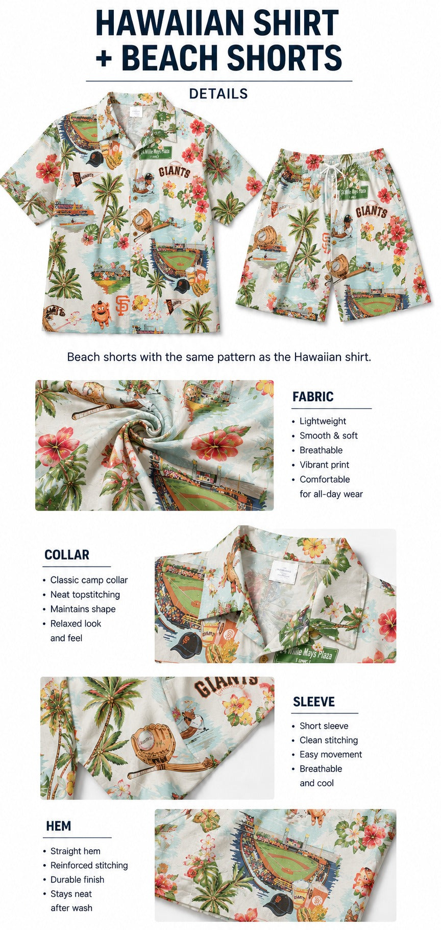 CC Baseball Teams Scenic Pattern Button-Up Unisex Hawaiian Shirt For Men and Women