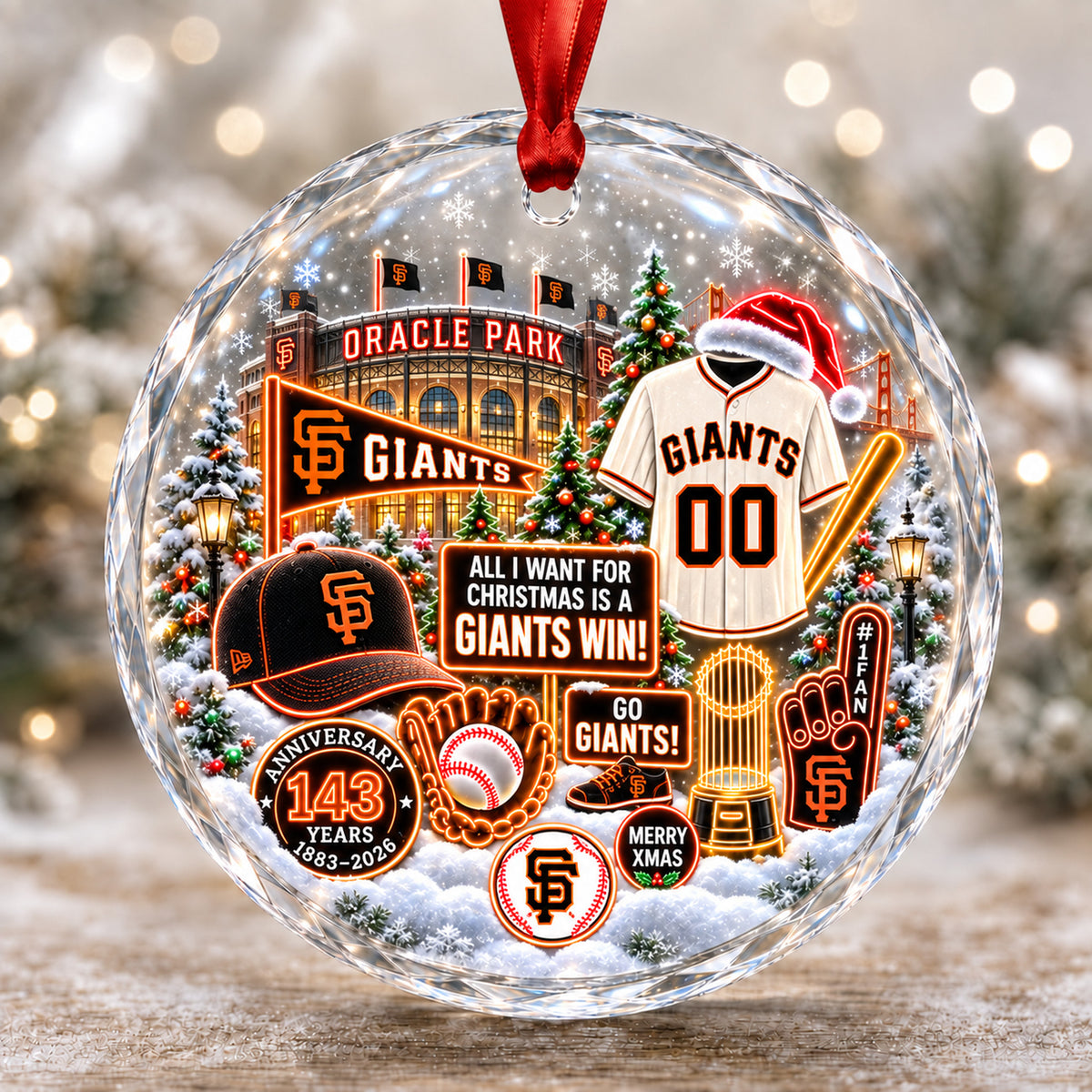 Adorno de vidrio de béisbol, 3 unidades con caja de regalo, equipo de béisbol de Navidad - Adorno de vidrio