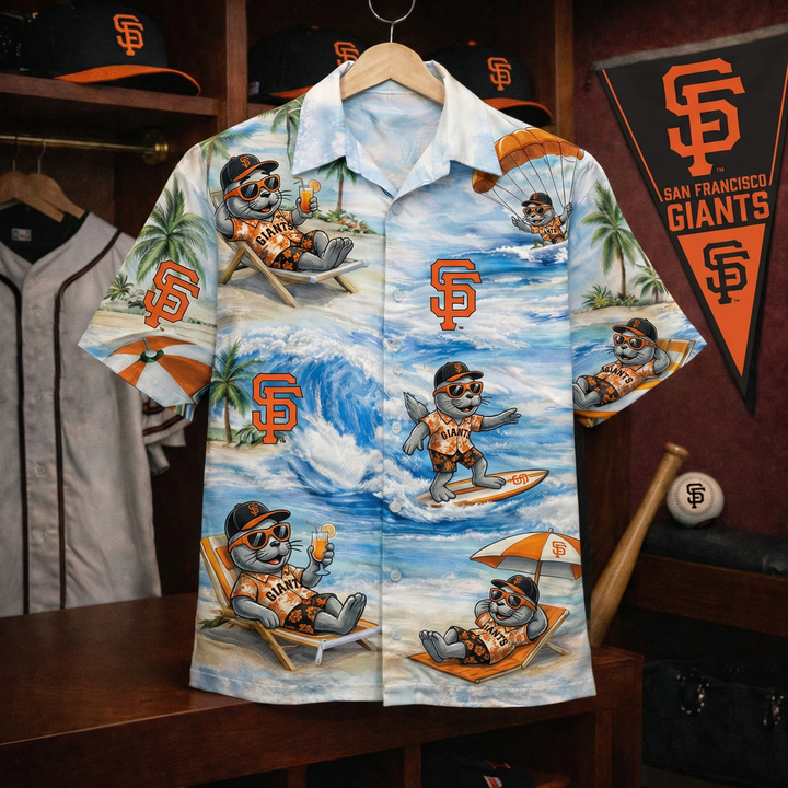 SFG Baseball Mascot Beach Viber Button-Up Unisex Hawaiian Shirt For Men & Women