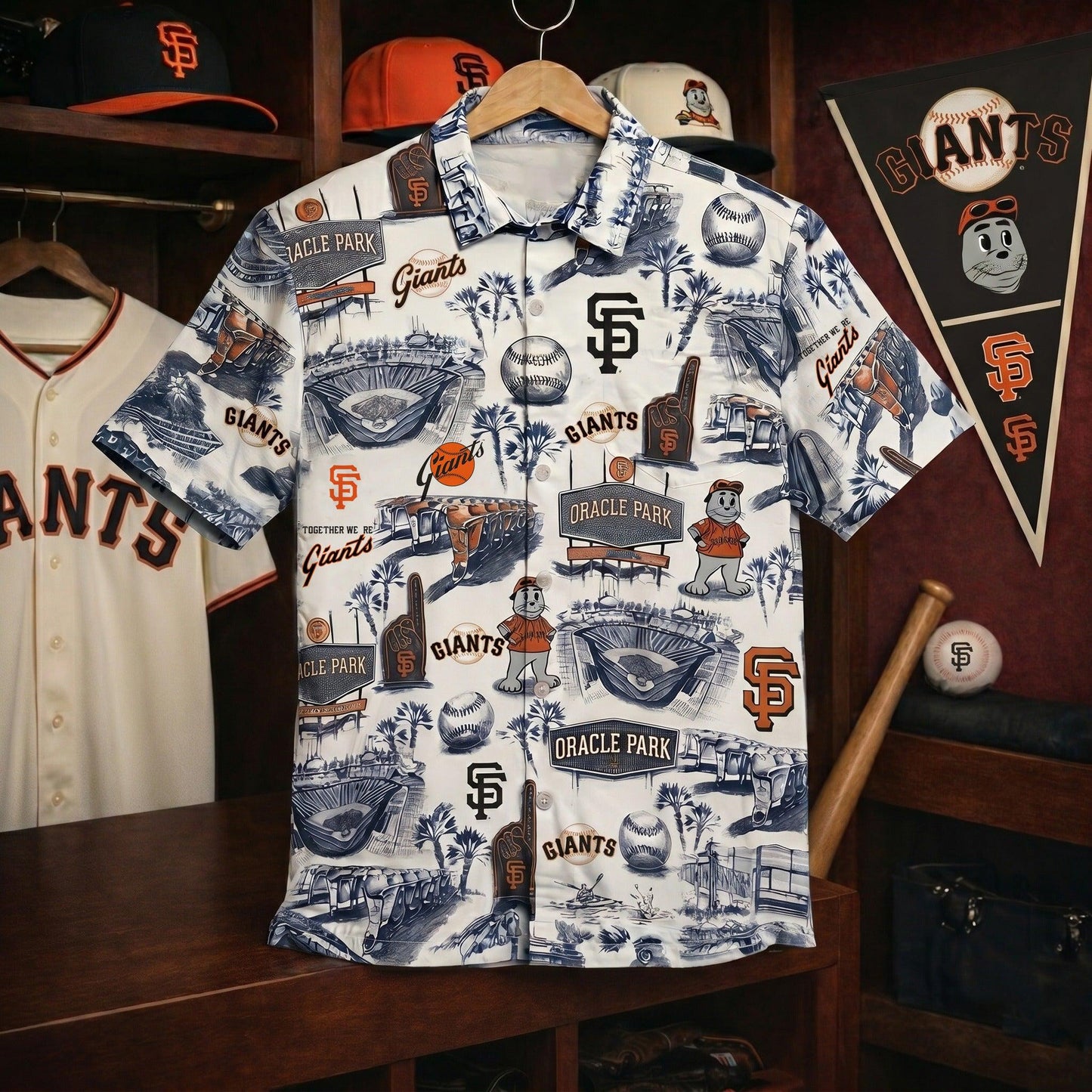 SFG Baseball Stadium Slogan Legacy Vintage Unisex Button-Up Hawaiian Shirt