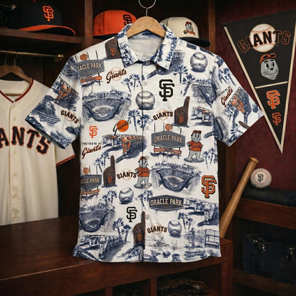 SFG Baseball Stadium Slogan Legacy Vintage Unisex Button-Up Hawaiian Shirt