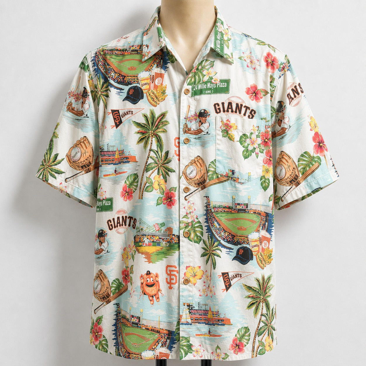 CC Baseball Teams Scenic Pattern Button-Up Unisex Hawaiian Shirt For Men and Women
