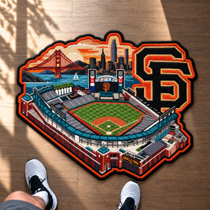 All Baseball Teams Logo Stadium Area Baseball Fan Custom Shape Rug Print Premium Welcome Mat Washable Black Border Personalized Baseball Custom Shape Rug