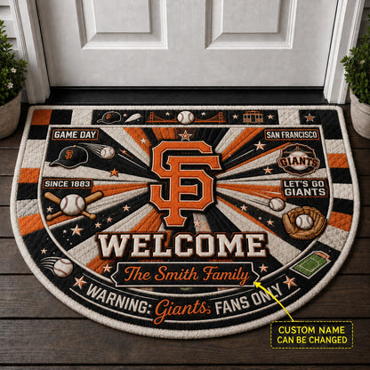 Official-Inspired Baseball Fan Custom Quilted Print Premium Welcome Mat Washable Black Border – Personalized Baseball Doormat
