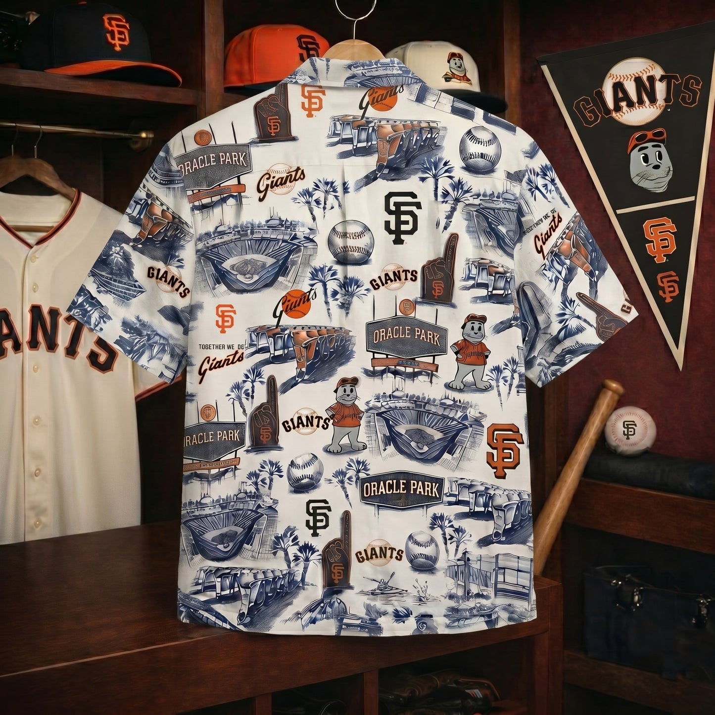 SFG Baseball Stadium Slogan Legacy Vintage Unisex Button-Up Hawaiian Shirt